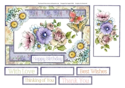 A5 Garden Flowers Card with Topper and Sentiments