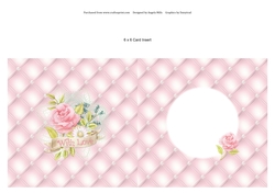6 x 6 Card Insert Rose Bouquet with Pink Background, Blank