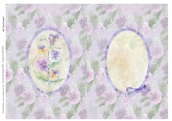 A5 Card Insert Pansies on Lilac Floral Background