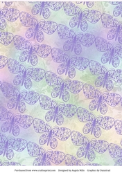 A4 Paper Lilac Papercut Butterflies on Rainbow Background