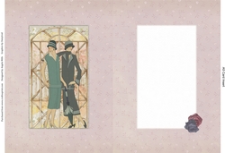 A5 Card Insert 20s Ladies on Rose Background, Blank