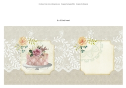 6 x 6 Card Insert Celebration Cake with Burlap/Lace Background, Blank