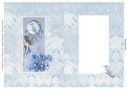 A5 Card Insert Dreamcatcher Moon Princess on Blue/White Background, Blank