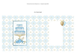 6 x 6 Card Insert Blue/White Cake on Blue/White on Diamond Background, Blank