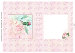 A5 Card Insert Hummingbird on Pink Floral Background