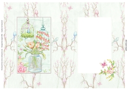 A5 Insert Floral Vase/Birdcages on Birds/Trees Background, Blank