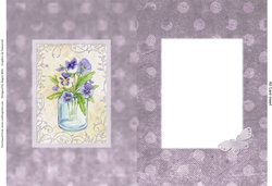 A5 Card Insert Pansy Vase on Violet Background, Blank
