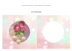 6 x 6 Card Insert Shabby Christmas Bouquets/Baubles, Pink/Ivory