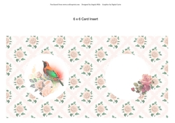 6 x 6 Shabby Chic Floral Bird Insert, Peach/Green