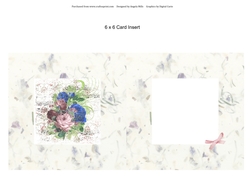 6 x 6 Card Insert Shabby Floral on Handmade Paper Effect Background, Blank