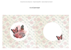 6 x 6 Card Insert Red Butterflies/Roses on Ivory Roses Background
