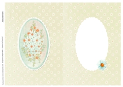 A5 Card Insert Orange/Aqua Daisies on Cream Daisy Background, Blank