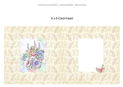 6 x 6 Card Insert Garden Flowers on Yellow Floral Background, Blank
