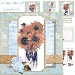 8 x 8 Card Mini Kit Decoupage Sunflower Bouquet 5 Sheets Blue/Yellow