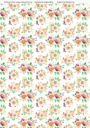 A4 Paper Fairy Garden 6 Peach/Green Watercolour Floral
