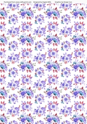 A4 Paper Fairy Garden 9 Lavender Watercolour Floral on White Background