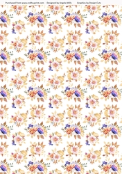 A4 Paper Fairy Garden 10 Peach/Violet Floral on White Background