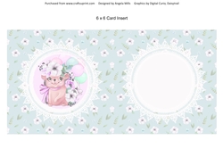 Spring Cuties 11 Floral Hedgehog 6 x 6 Card Insert with Blue/White Floral Background, Blank