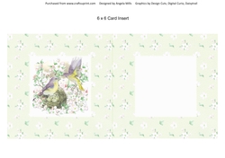 Spring Birdsong 14 6 x 6 Card Insert with Pale Green/White Floral Background, Blank