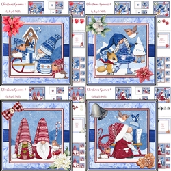 Christmas Gnomes 1-4 Bumper Kit, Four 7 x 7 Card Mini-Kits, 24 Sheets