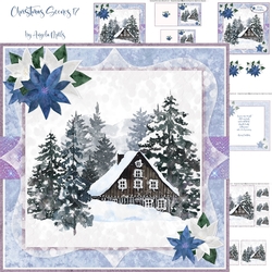 Christmas Scenes 17a: Winter Cabin 7 x 7 Card Mini Kit, 6 Sheets