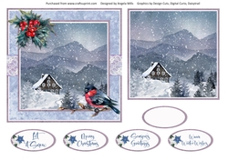Christmas Scenes 30: Wintry Landscape 6 x 6 Card Front with Topper and Sentiments
