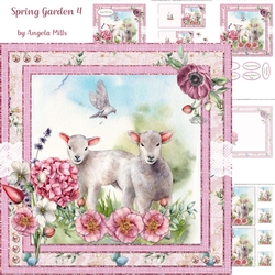 Spring Garden 4: Spring Lambs/Floral 7 x 7 Card Mini-Kit, 5 Sheets