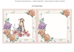 Spring Garden 5: Rabbits/Hydrangeas 6 x 6 Card Insert, Blank