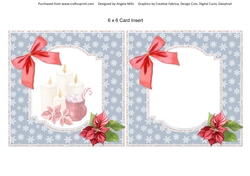Christmas Treats 11: Candles & Poinsettias 6 x 6 Blank Card Insert with Snowflakes Background