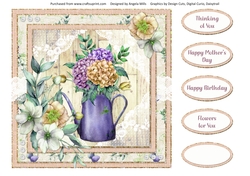 Spring Garden 10: Hydrangeas & Lace 8 x 8 Card Front with Sentiments