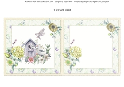 Spring Garden 11: Doves/Floral 6 x 6 Blank Card Insert with Yellow Floral Background
