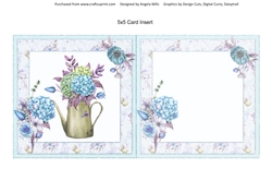Spring Garden 8: Hydrangeas & Lace 6 x 6 Blank Card Insert with Lilac Floral Background