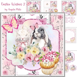 Easter Wishes 2: Floral Bunny & Cupcakes 7 x 7 Card Mini Kit, 5 Sheets