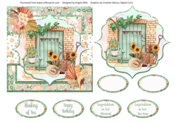 Crafts & Hobbies 14: Gardening 6 x 6 Card Front with Topper and Sentiments incl. 2 Blanks