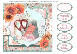 Crafts & Hobbies 7: Sew Fun 8 x 8 Quick Card Front with Sentiments