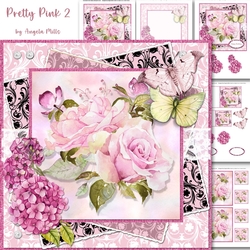 Pretty Pink 2: Roses & Hydrangeas 7 x 7 Card Mini Kit with Age Captions 30-90, 6 Sheets