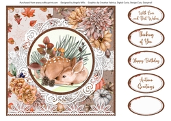 Hello Autumn 14: Forest Faun 6 x 6 Card Front with Topper and Sentiments