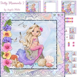 Pretty Mermaids 2: 7 x 7 Card Mini Kit, 6 Sheets