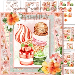 Sunny Summertime 4: Ice Cream & Fruit Desserts 7 x 7 Card Mini Kit, 6 Sheets