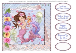 Pretty Mermaids 7 8 x 8 Quick Card Front with Sentiments
