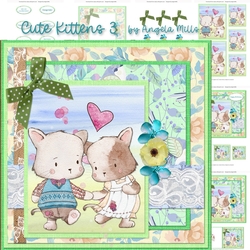 Cute Kittens 3: Cute Couple 7 x 7 Card Mini Kit, 6 Sheets