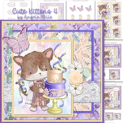 Cute Kittens 4: Celebration Cake 7 x 7 Card Mini Kit, 6 Sheets