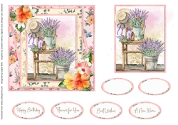 Sunny Summertime 8: Lavender Decor 6 x 6 Card Front with Topper and Sentiments