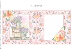 Sunny Summertime 8: Lavender Decor 6 x 6 Card Insert with Pink Rose Floral Background, Blank