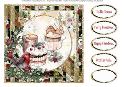 Winter Glam 10: Festive Treats/Robin 8 x 8 Card Front with Sentiments