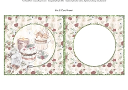 Winter Glam 8: Festive Treats/White Floral 6 x 6 Card Insert with Ivory/Red Floral Background, Blank