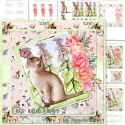 Cats and Dogs 2: Burmese 7 x 7 Card Mini Kit, 8 Sheets, Green/Pink/Peach