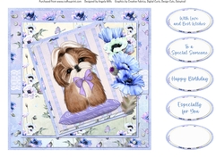 Cats and Dogs 16: Shih Tzu 8 x 8 Quick Card Front with Sentiments