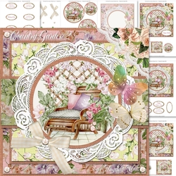 Country Garden 2: Garden Seat/Floral Trellis 7 x 7 Card Mini Kit, 7 Sheets