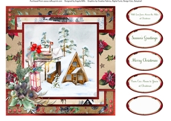 Winter Garden 10: Christmas Mail/Lantern 8 x 8 Quick Card Front with Sentiments, Kraft/Red